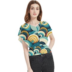 Wave Waves Ocean Sea Abstract Whimsical Butterfly Chiffon Blouse