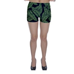 Background Pattern Leaves Texture Skinny Shorts