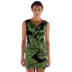 Background Pattern Leaves Texture Wrap Front Bodycon Dress