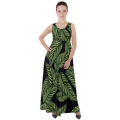 Background Pattern Leaves Texture Empire Waist Velour Maxi Dress