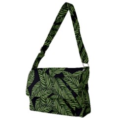 Background Pattern Leaves Texture Full Print Messenger Bag (l) by Maspions