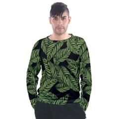 Background Pattern Leaves Texture Men s Long Sleeve Raglan T-shirt