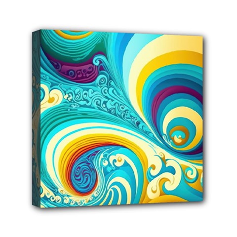 Abstract Waves Ocean Sea Whimsical Mini Canvas 6  X 6  (stretched)
