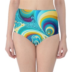 Abstract Waves Ocean Sea Whimsical Classic High-waist Bikini Bottoms