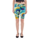 Abstract Waves Ocean Sea Whimsical Yoga Cropped Leggings View1