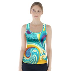 Abstract Waves Ocean Sea Whimsical Racer Back Sports Top by Maspions