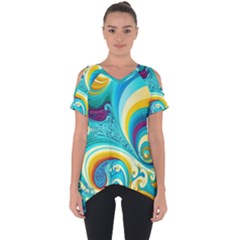 Abstract Waves Ocean Sea Whimsical Cut Out Side Drop T-shirt