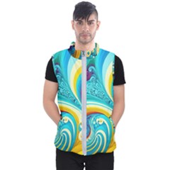 Abstract Waves Ocean Sea Whimsical Men s Puffer Vest