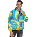 Abstract Waves Ocean Sea Whimsical Men s Puffer Bubble Jacket Coat View3