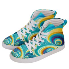 Abstract Waves Ocean Sea Whimsical Men s Hi-top Skate Sneakers