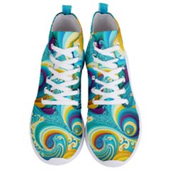 Abstract Waves Ocean Sea Whimsical Men s Lightweight High Top Sneakers