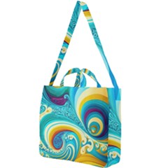 Abstract Waves Ocean Sea Whimsical Square Shoulder Tote Bag