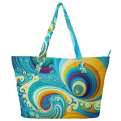 Abstract Waves Ocean Sea Whimsical Full Print Shoulder Bag