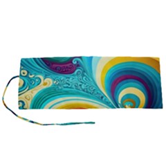 Abstract Waves Ocean Sea Whimsical Roll Up Canvas Pencil Holder (s) by Maspions
