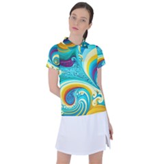 Abstract Waves Ocean Sea Whimsical Women s Polo T-shirt