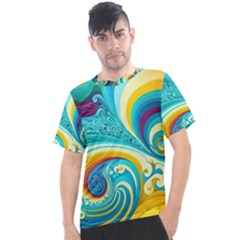 Abstract Waves Ocean Sea Whimsical Men s Sport Top by Maspions