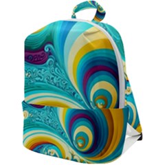 Abstract Waves Ocean Sea Whimsical Zip Up Backpack