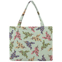 Berries Flowers Pattern Print Mini Tote Bag by Maspions