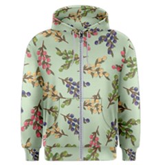 Berries Flowers Pattern Print Men s Zipper Hoodie