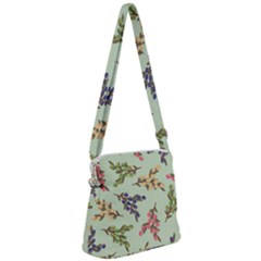 Berries Flowers Pattern Print Zipper Messenger Bag