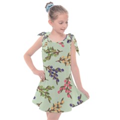 Berries Flowers Pattern Print Kids  Tie Up Tunic Dress