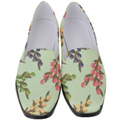Berries Flowers Pattern Print Women s Classic Loafer Heels