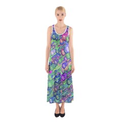 Sktechy Style Guitar Drawing Motif Colorful Random Pattern Wb Sleeveless Maxi Dress