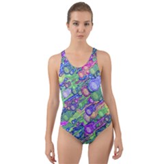 Sktechy Style Guitar Drawing Motif Colorful Random Pattern Wb Cut-out Back One Piece Swimsuit by dflcprintsclothing