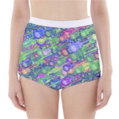 Sktechy Style Guitar Drawing Motif Colorful Random Pattern Wb High-waisted Bikini Bottoms