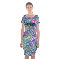 Sktechy Style Guitar Drawing Motif Colorful Random Pattern Wb Classic Short Sleeve Midi Dress by dflcprintsclothing