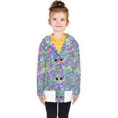 Sktechy Style Guitar Drawing Motif Colorful Random Pattern Wb Kids  Double Breasted Button Coat by dflcprintsclothing