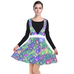 Sktechy Style Guitar Drawing Motif Colorful Random Pattern Wb Plunge Pinafore Dress by dflcprintsclothing