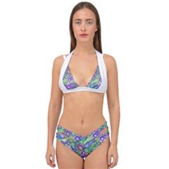 Sktechy Style Guitar Drawing Motif Colorful Random Pattern Wb Double Strap Halter Bikini Set