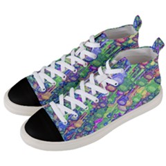 Sktechy Style Guitar Drawing Motif Colorful Random Pattern Wb Men s Mid-top Canvas Sneakers