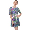 Sktechy Style Guitar Drawing Motif Colorful Random Pattern Wb Belted Shirt Dress View1