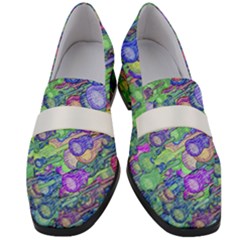 Sktechy Style Guitar Drawing Motif Colorful Random Pattern Wb Women s Chunky Heel Loafers