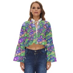 Sktechy Style Guitar Drawing Motif Colorful Random Pattern Wb Boho Long Bell Sleeve Top by dflcprintsclothing