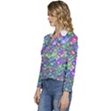 Sktechy Style Guitar Drawing Motif Colorful Random Pattern Wb Women s Long Sleeve Revers Collar Cropped Jacket View2