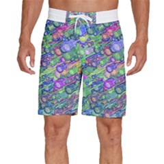 Sktechy Style Guitar Drawing Motif Colorful Random Pattern Wb Men s Beach Shorts