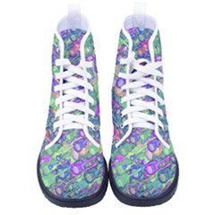 Sktechy Style Guitar Drawing Motif Colorful Random Pattern Wb Women s High-top Canvas Sneakers