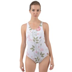 Flowers Roses Pattern Nature Bloom Cut-out Back One Piece Swimsuit