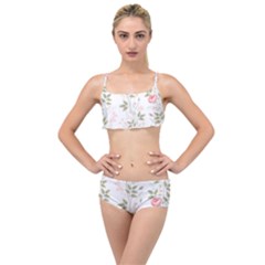 Flowers Roses Pattern Nature Bloom Layered Top Bikini Set