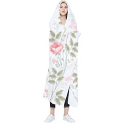 Flowers Roses Pattern Nature Bloom Wearable Blanket