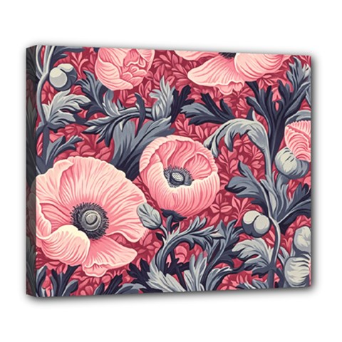 Vintage Floral Poppies Deluxe Canvas 24  X 20  (stretched)