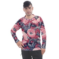 Vintage Floral Poppies Men s Pique Long Sleeve T-shirt