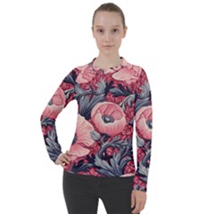 Vintage Floral Poppies Women s Pique Long Sleeve T-shirt