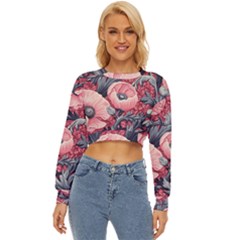 Vintage Floral Poppies Lightweight Long Sleeve Sweatshirt