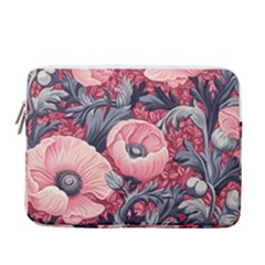 Vintage Floral Poppies 13  Vertical Laptop Sleeve Case With Pocket