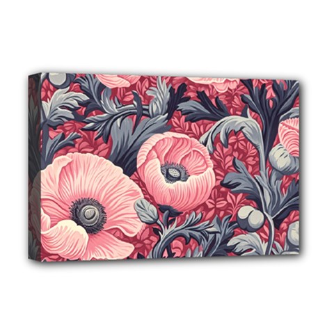Vintage Floral Poppies Deluxe Canvas 18  X 12  (stretched)