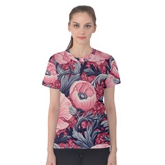 Vintage Floral Poppies Women s Cotton T-shirt